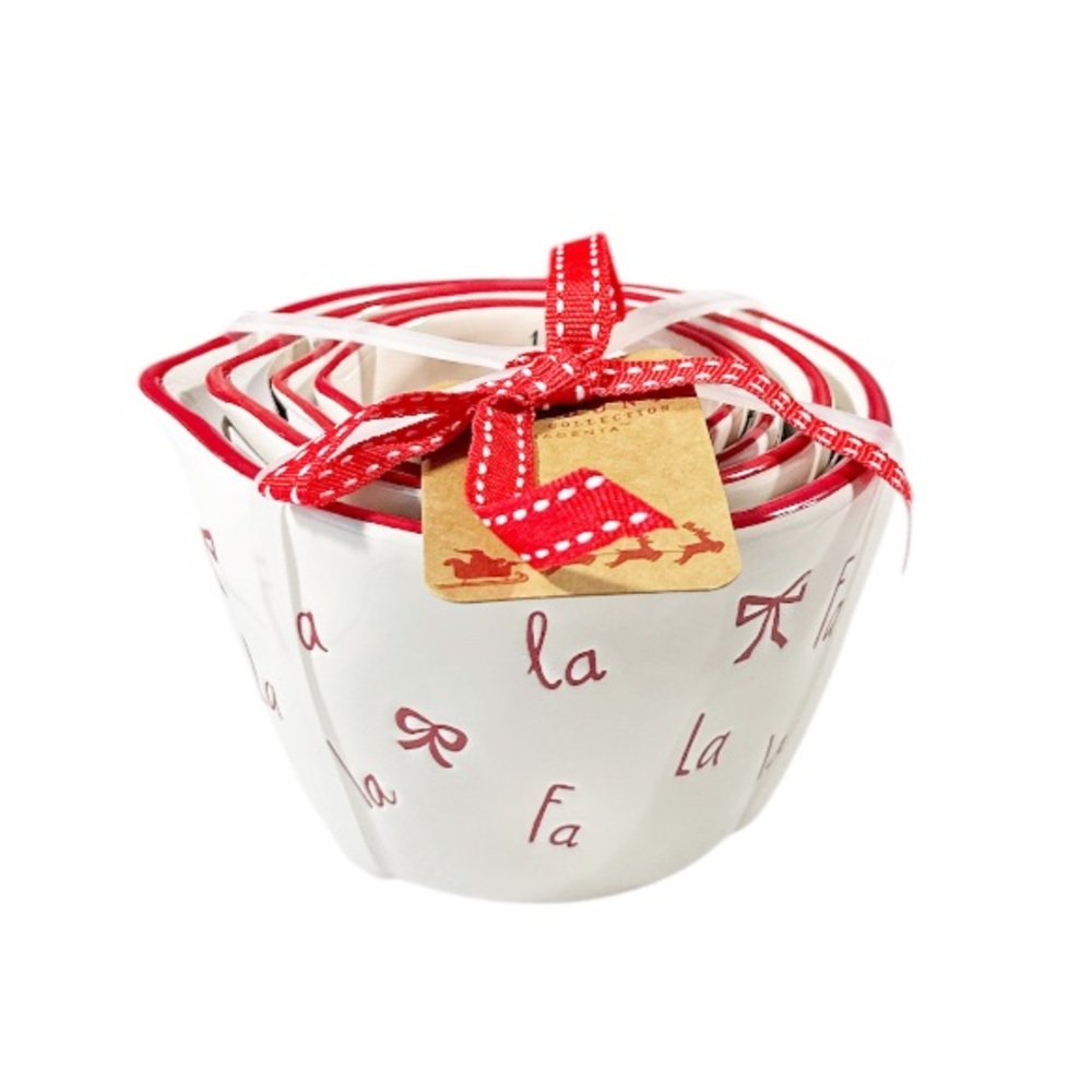 NEW Rae Dunn FA LA LA & HO HO HO Christmas Measuring Cups Set/4